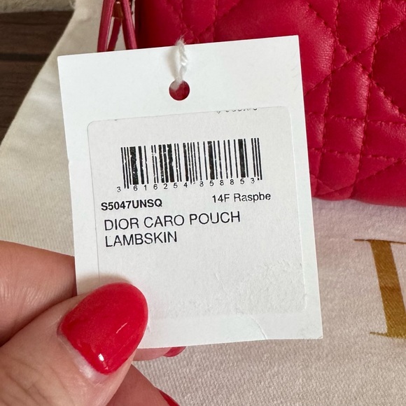 NEW DIOR Large Caro Lambskin Leather Pouch - Picture 5 of 9